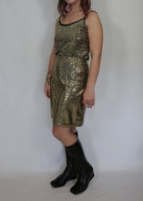Load image into Gallery viewer, 90s/y2k Gold Sequinned Set