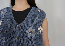 Load image into Gallery viewer, Vintage Crochet Sweater Vest - Blue
