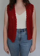 Load image into Gallery viewer, Vintage Crochet Sweater Vest - Red
