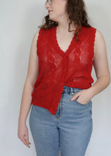 Load image into Gallery viewer, Vintage Crochet Sweater Vest - Red
