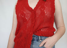 Load image into Gallery viewer, Vintage Crochet Sweater Vest - Red
