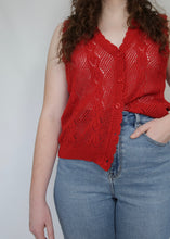 Load image into Gallery viewer, Vintage Crochet Sweater Vest - Red
