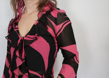 Load image into Gallery viewer, y2k Sheer Top - Black and Pink
