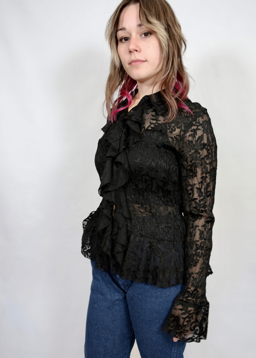 y2k Black Lace Top