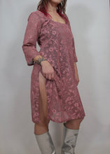 Load image into Gallery viewer, y2k Sheer Pink Lace Dress
