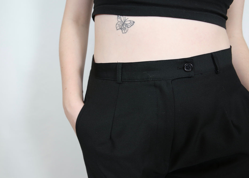 y2k Black Wool Dress Pants