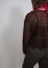 Load image into Gallery viewer, y2k Cropped Brown Sequinned Cardigan
