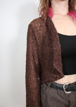 Load image into Gallery viewer, y2k Cropped Brown Sequinned Cardigan
